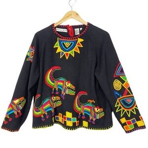 MICHAEL SIMON Animal Vintage Embroidered Sweater
